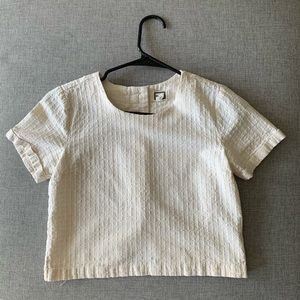 🍦 mo:vint Anthropologie | Button-Back Textured Crop Shirt